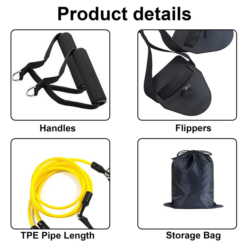 Swimming Arm Strength Trainer Fitness Resistance Band Arm Training Pull Rope with Hand Paddle Swim Training Equipment