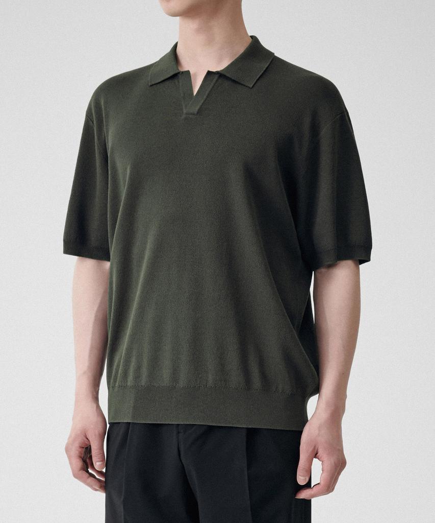 Musinsa Standard Cool Touch Slit Neck Knitted Polo Shirt [Khaki]
