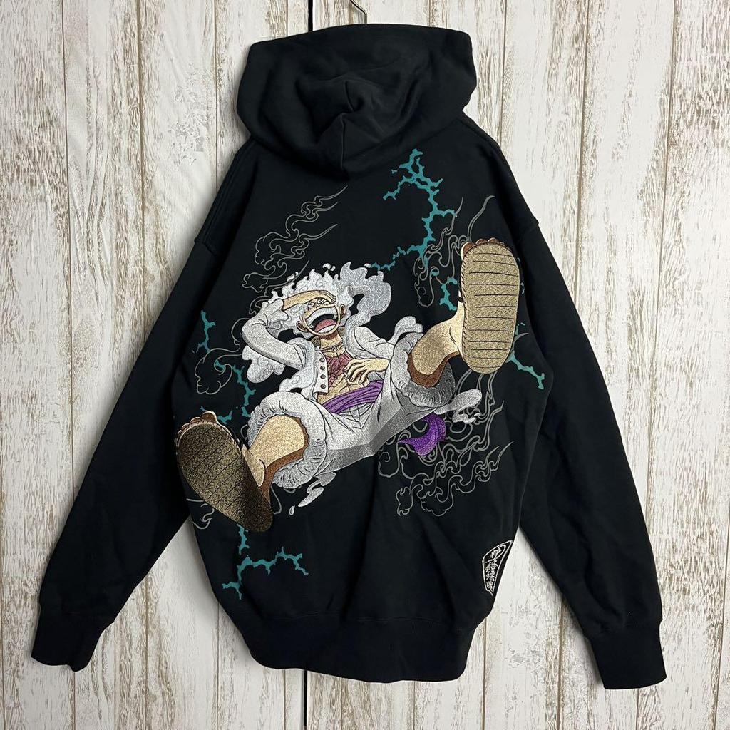 [USED] Instantly Sold Out Model Karakuridama One Piece Gear 5 Luffy Double-sided Embroidered Zip-up Hoodie Rare