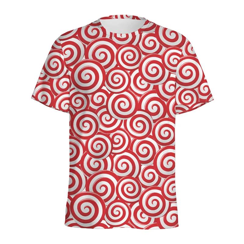 HerSight Heren Kleurrijk T-shirt Ronde Hals Korte Mouw 3D Snoep T-shirt Casual Zomer Mode Comfortabel Zacht T-shirt L