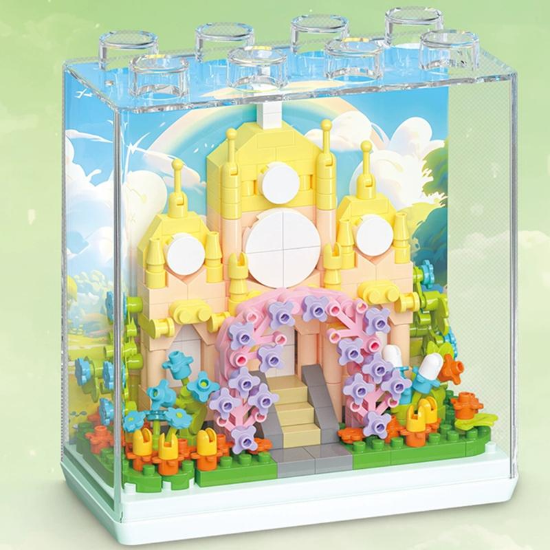DIY DISPLAY BOX Ice Palace Wedding Church Harry Castle Fairy Tale Dream House Building Blocks Model Bricks Kids Sets Kits Toys