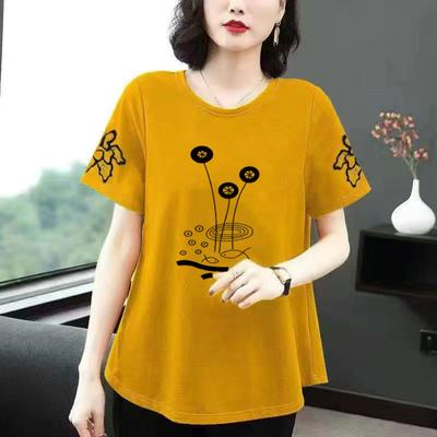 Pure Cotton Short-sleeved T-shirt Women's Loose Summer Plus Size Women's Summer Clothes T-shirt