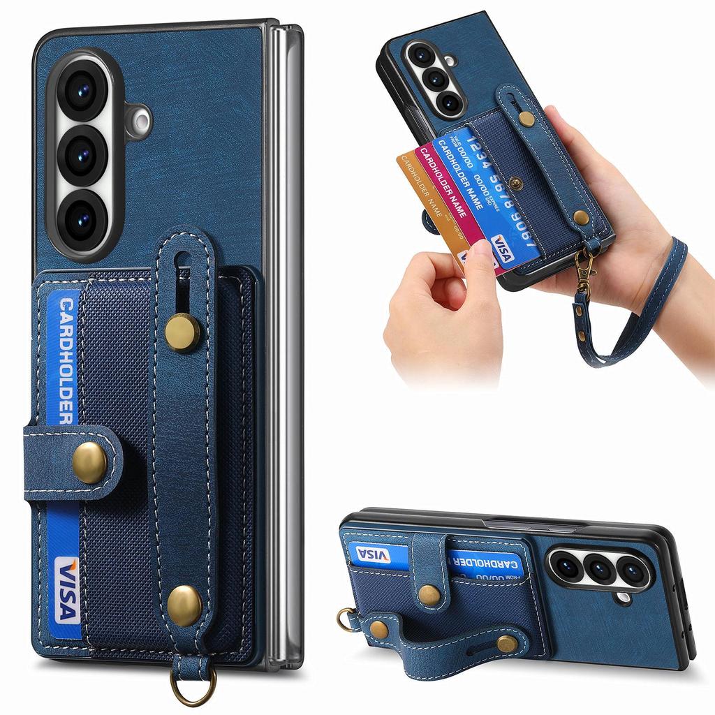 Galaxy Z Fold7 Leather Case with Card Slots - Multifunctional Folding Wallet Protective Cover for Samsung ZFold6