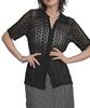 Miette Collared Lace Short Sleeve Top Free Black Women's RFJR2168, Size,