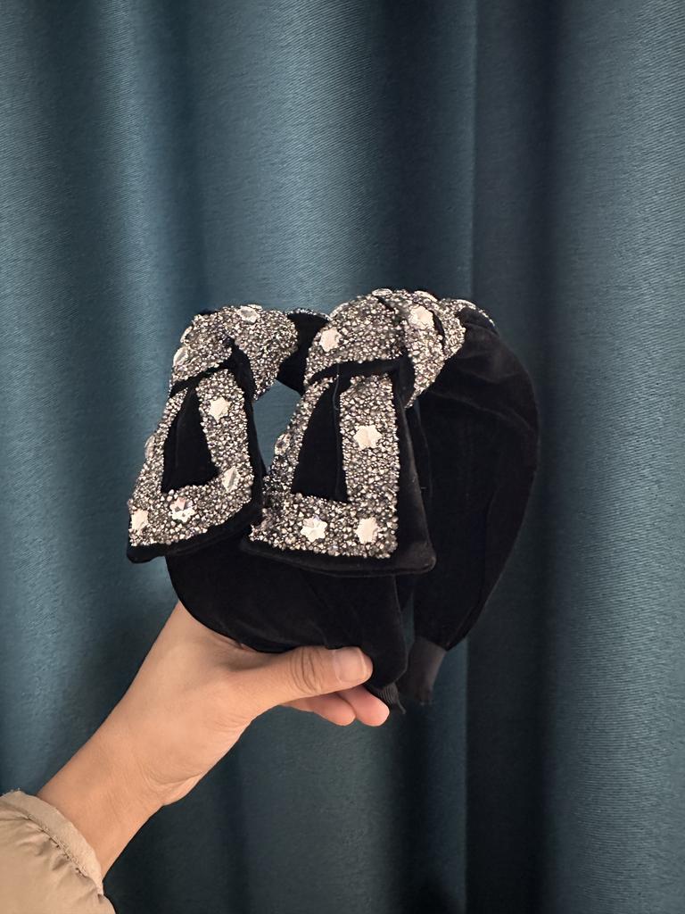 Temperament High-End Rhinestone Knotted Headband Bow Wide-Brimmed Women's Fashionable Hair Accessories