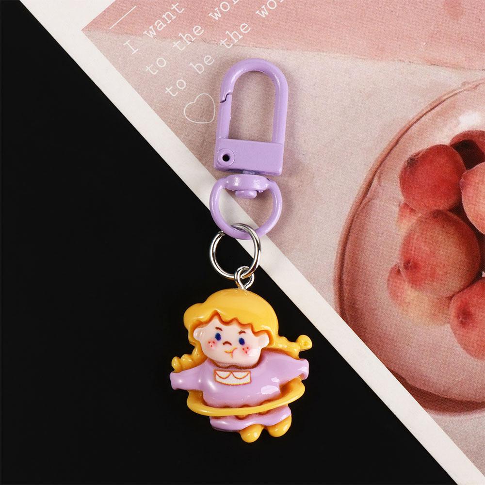 Creative Cute Small Keychain Cartoon Little Metal Keyring Cartoon Resin Keychain  Backpack Charm