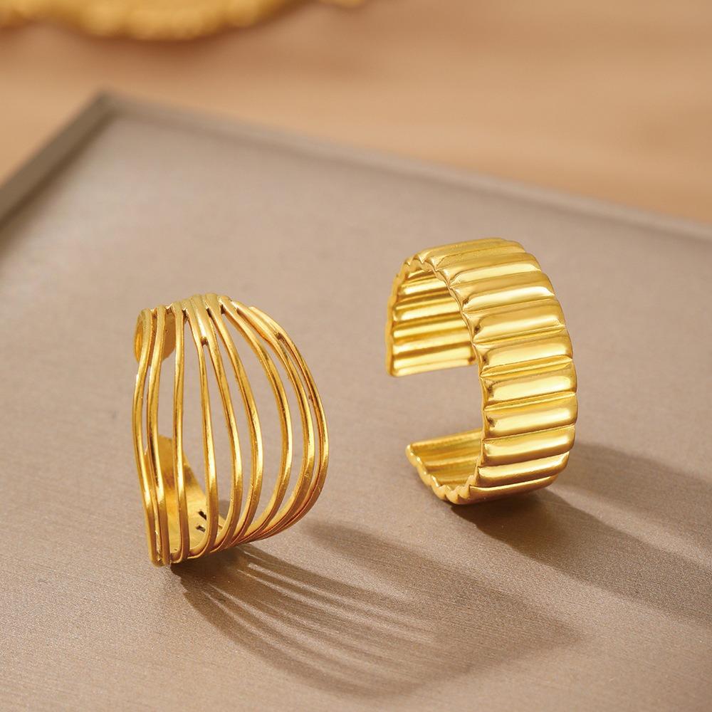 Edelstahl Goldfarbe Luxus Damenring Set Modeschmuck Versprechen Bagye Acier Inoxydable Frau Partnerringe für Frauen