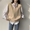 Loose Casual V Neck Sleeveless Pullover Vest Women Knit Waistcoat Sweater Spring Autumn Layering Top