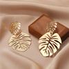 Bohemian Monstera Palm Tree Dangle Earrings For Women Gold Tropical Hollow Plant Leaves Big Earring Beach Brincos Gift