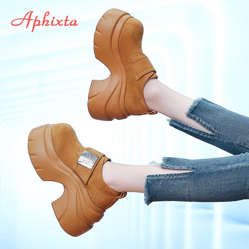 Fashion Aphixta 8cm Chunky Heel Women Ankle Boots Metal Decoration Hook Loop Woman High Heel Pumps Platform Height Increasing Footwear