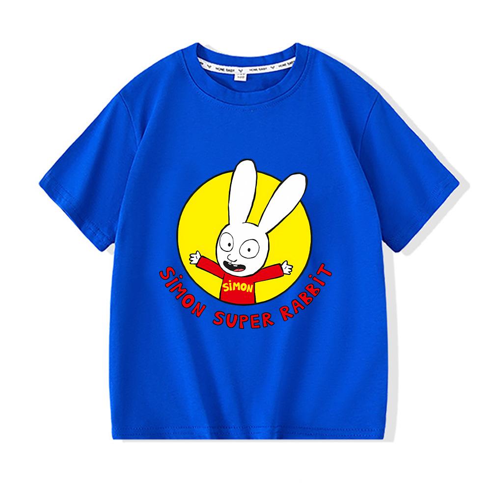 Simon Super Rabbit Tshirts Funny Children's Boys T-shirt Spring Summer Cotton Boys Girls Preschool Children Tops Cartoon Clothes