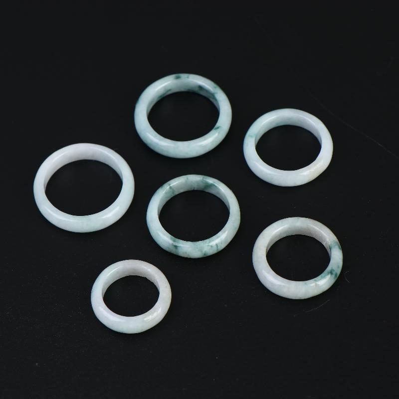 1 Pcs A Grade Jadeite Ring For Men And Women White Ice Type Finger Ring Simple Style Unisex Ring