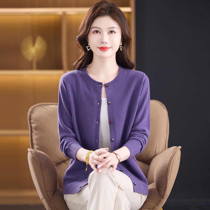 Cardigan Lungo in Maglia 100% Lana Pura da Donna - Nuovo Maglione Girocollo Autunno/Inverno per Mamma