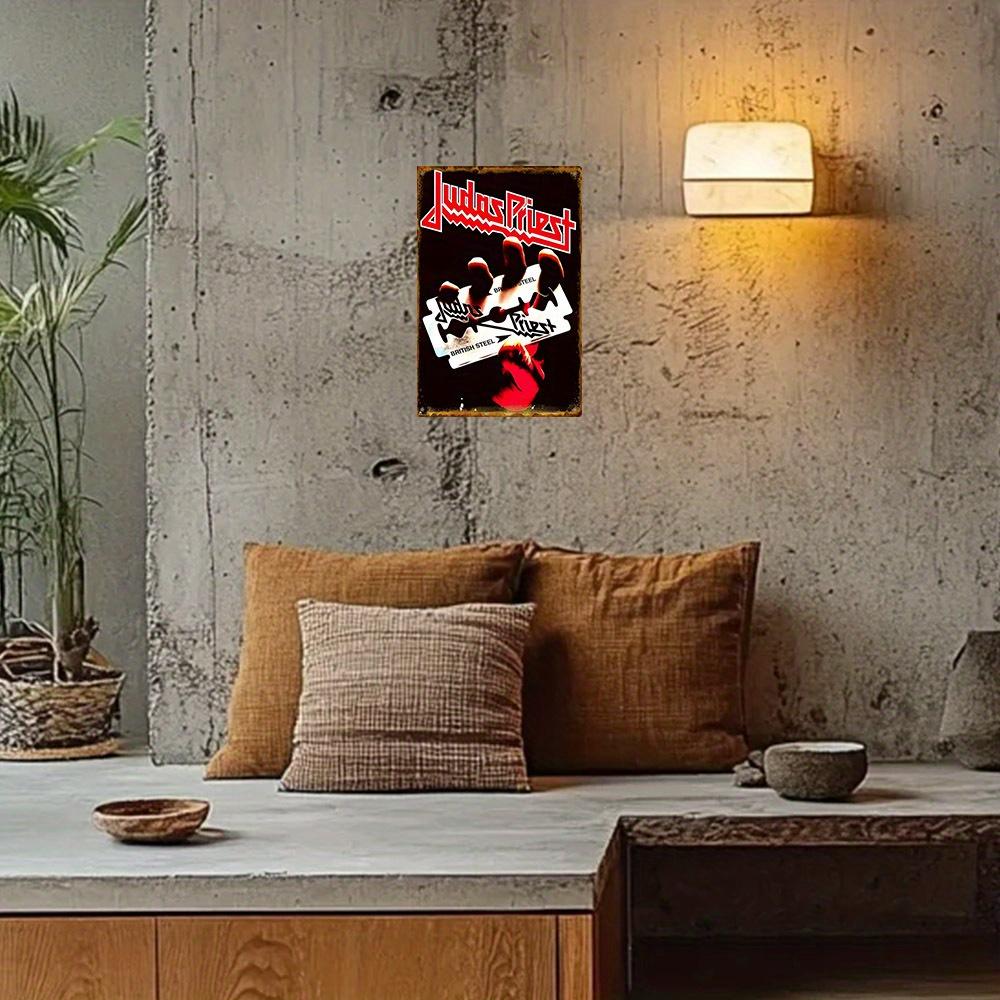 Vintage Judas Priest Aluminum Sign - Retro Wall Art with Band Logo & Album Art - Rustic Tin Poster for Home, Bar & Cafe Decor