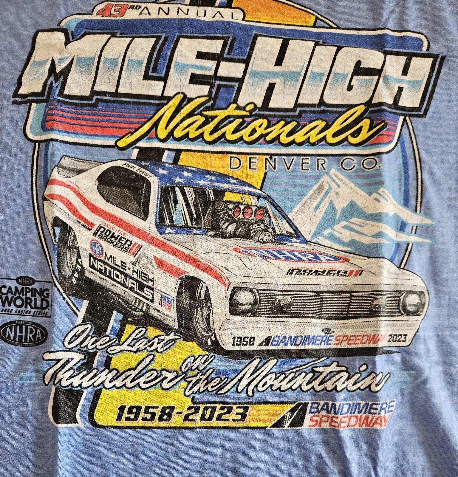New 43rd Annual Mile High Nationals Retro (117) Men s Gildan T-shirt NHRA M