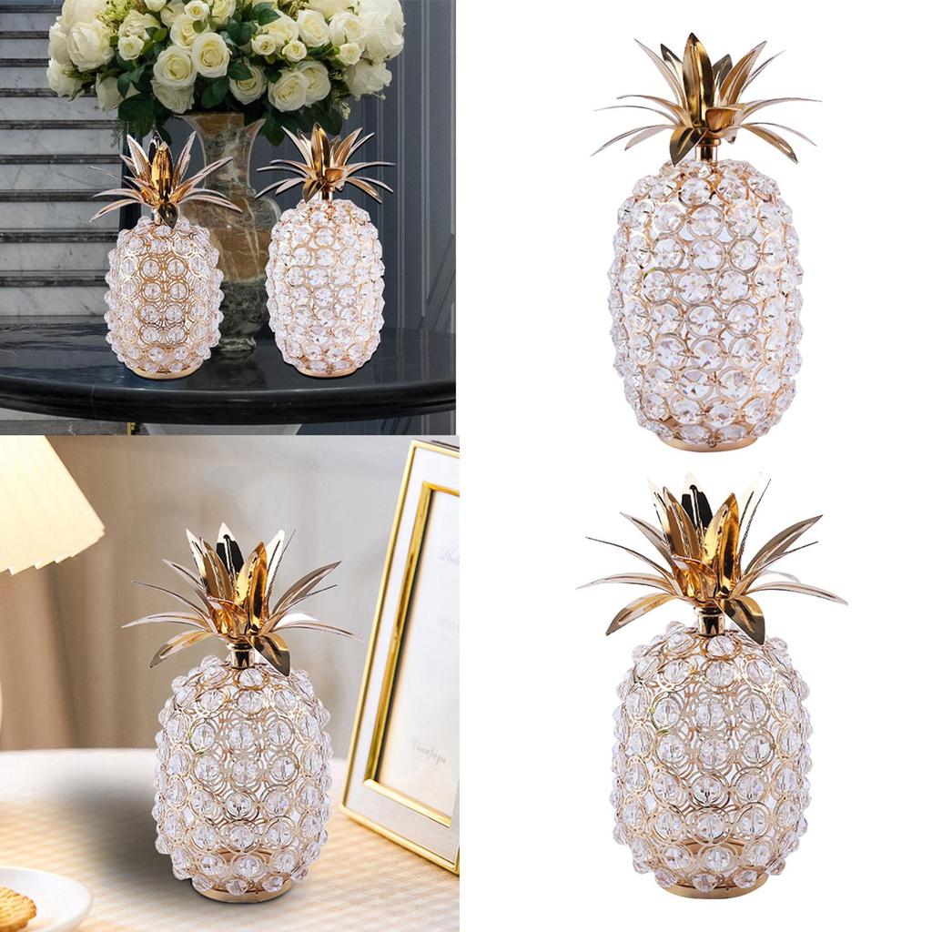 Nordic Crystal Pineapple Figurines Fruit Statue Sculpture Candelabra Base Candle Cover for Bookshelf