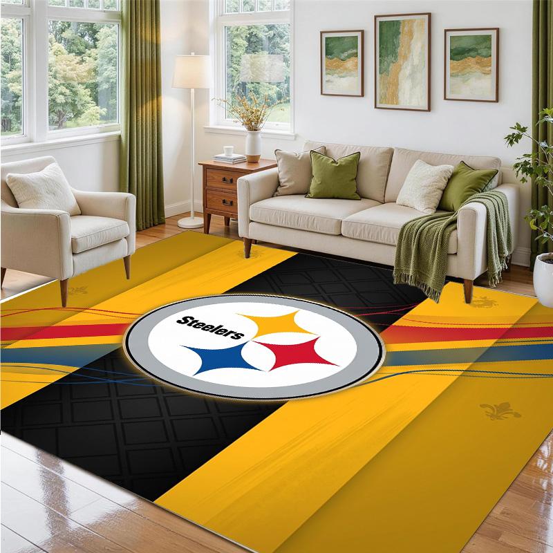 Pittsburgh Steelers Design Crystal Velvet Rug Soft Decorative Mat for Bedroom Entrance