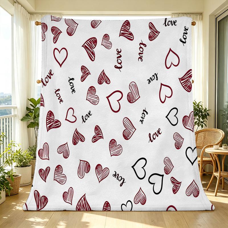 Heart Series Flannel Throw Blanket, High-Density Plush Soft & Skin-Friendly, Ideal for Home, Car & AC Use, Perfect Valentine's Day Gift