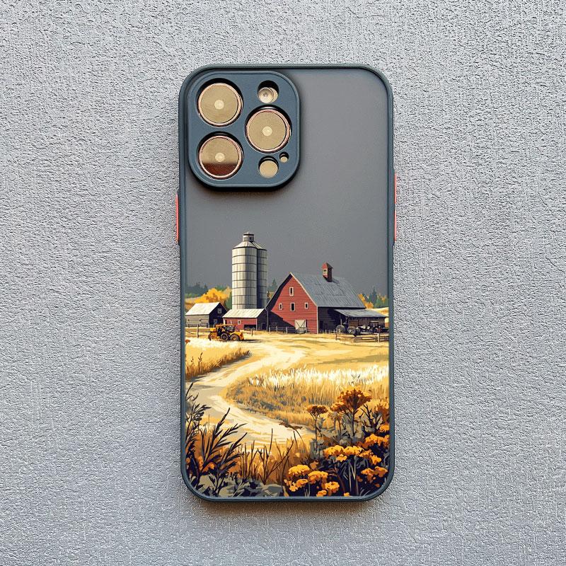 Rural Farm Scenery Pattern Phone Case For iPhone 17 16 15 14 Pro Max Plus 13 12 11 Pro Max Mini Cute Shockproof Back Cover Funda