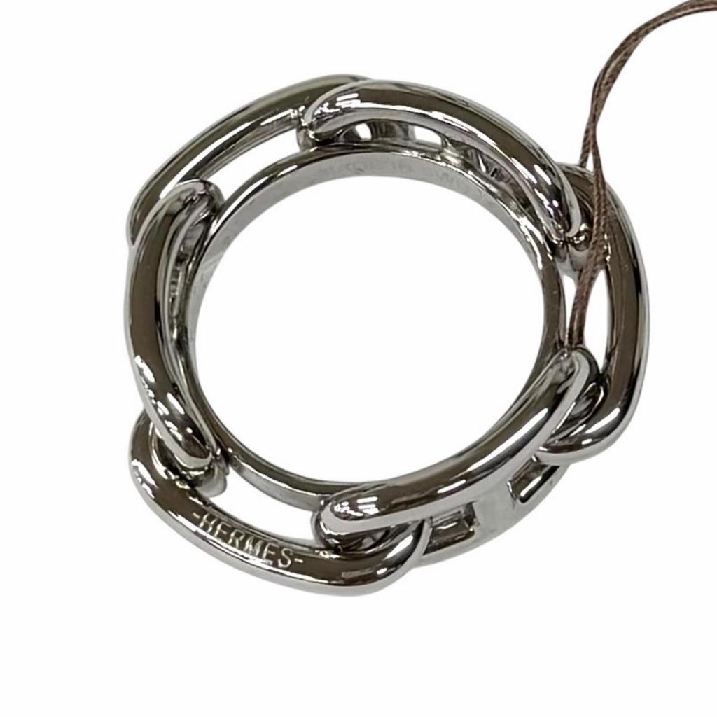 Pristine HERMES Scarf ring Legato Chaine d'Ancre Silver Women Used