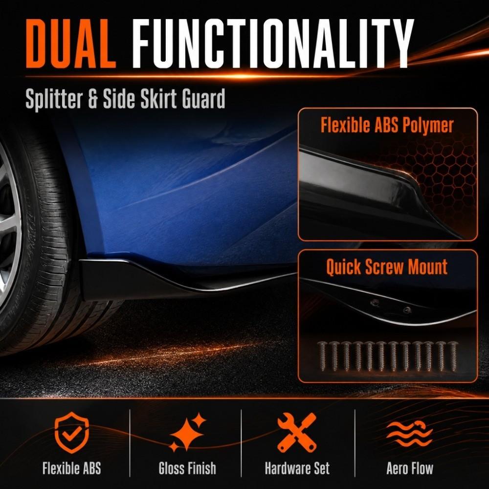 2 PCS Glsooy Black Rear Bumper Spoiler ABS Bumper Lip Bumper Lip Side Skirts Car Exterior Upgrade