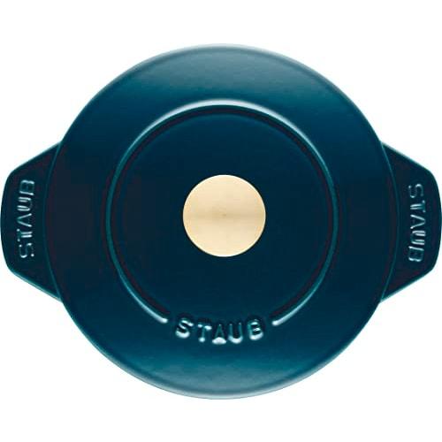 Staub "La Cocotte de GOHAN La Mer M 16cm with Brass Knob" Rice Cooker, 2-Cup Capacity, Cast Iron Enamel Pot, Induction Compatible, Rice Cooker [Serial