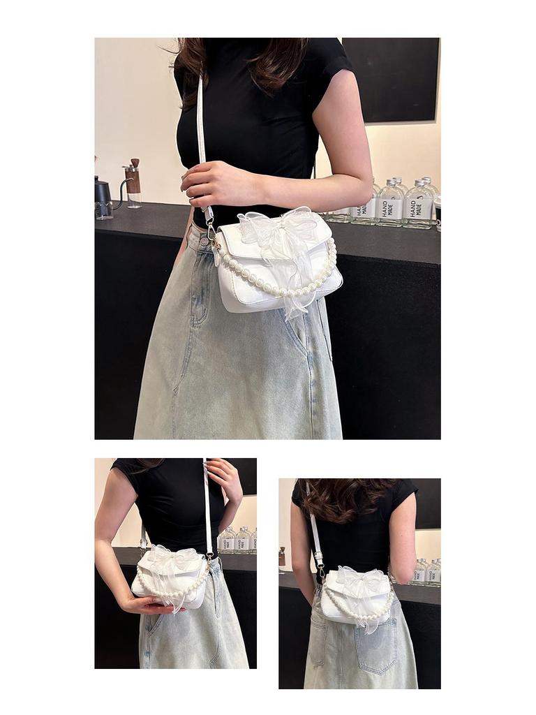 Versatile Bow Design Textured Underarm & Crossbody Bag