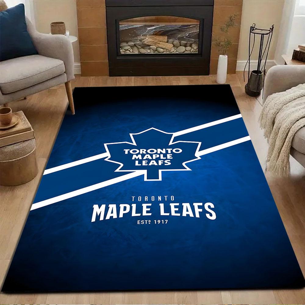 Toronto Maple Leafs Logo Design Rug Patterned Carpet, Non Slip Mat Suitable for Living Room and Bedroom Sofas