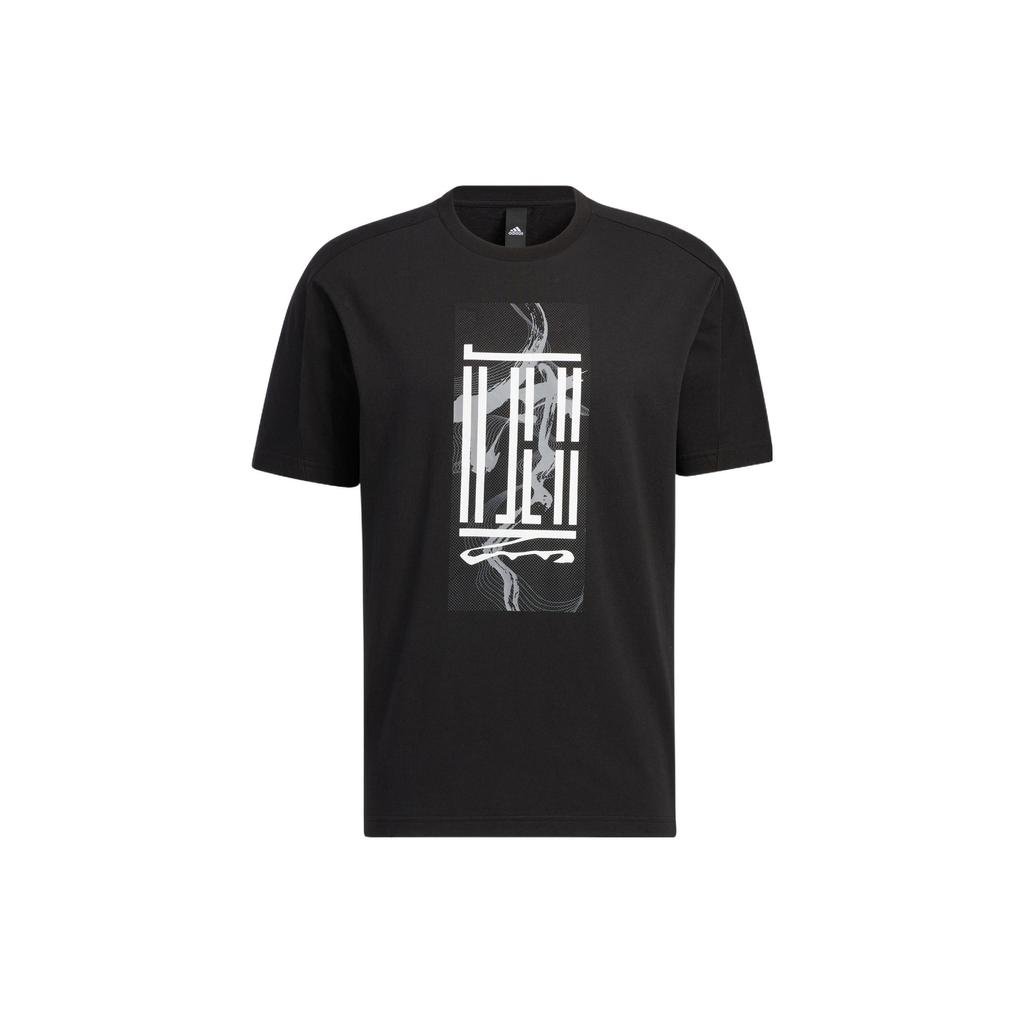 Adidas Graphic Logo Crewneck T-Shirt Men Tops Black HI6858