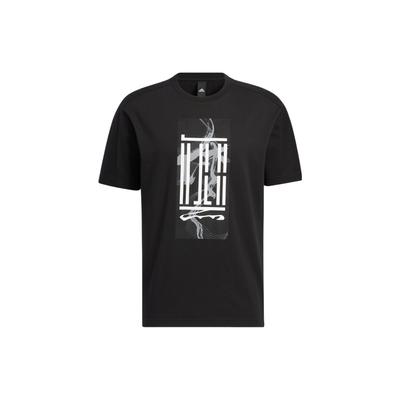 Grafisches Logo Rundhals-T-Shirt Herren Oberteile Schwarz HI6858