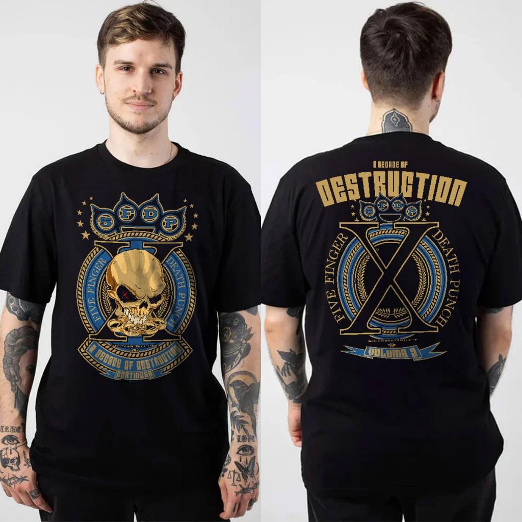 2026 New Five Finger Death Punch Graphic Cotton Tshirt Unisex Summer Short Sleeve Fashion Brand Tee Luxury Casual Vintage Tees