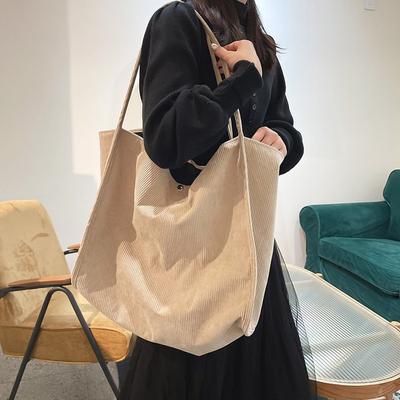 2025 Autumn Retro Corduroy Bag Women's Large Capacity Lazy Plush Bag Simple Shoulder Canvas Bag Crossbody Tote Bag
