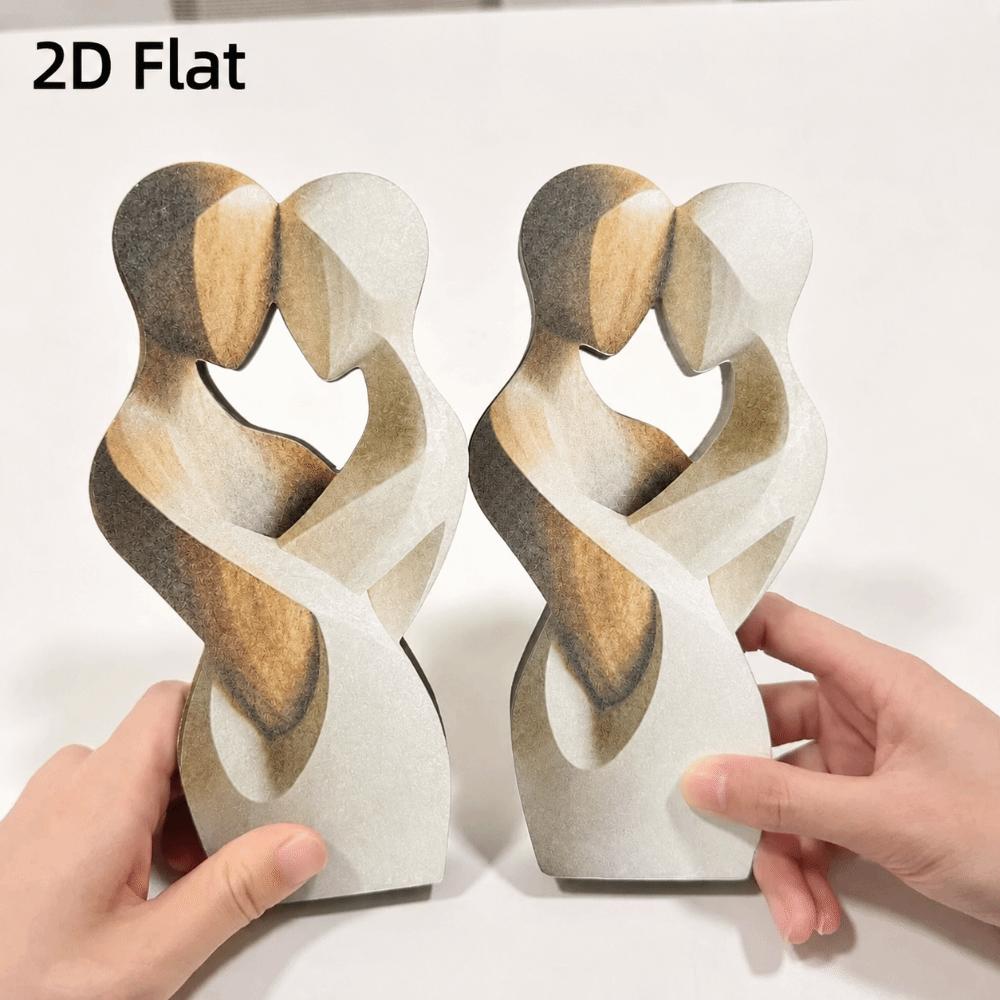 Creativiteit 2e-dimensionaal Plat Beeld Kunstmatig Hout Elegant Koppel Beeld Modern Knuffel Decoratief Beeld Bureau