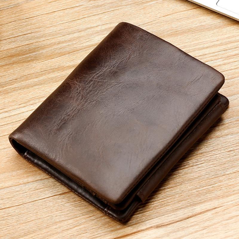 Crazy Horse Wallet OEM Generation Real Cowhide Change Bag Large Capacity RFID Wallet ODM