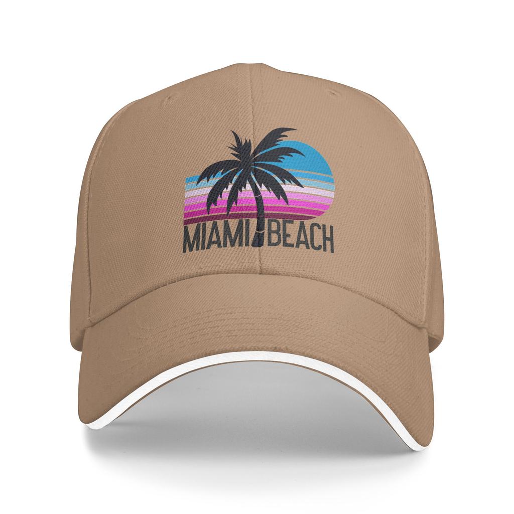 Spring Casual Baseball Cap Miami Beach Palm Running Hippie Trucker Hat For Women Men Adjustable  Classic Baseball Caps