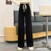 Drawstring Wide Leg Pants For Women In Autumn And Winter, High Waist, Draping Feeling, Loose Straight Tube, Casual Pants, Worn Over The Floor, Plush S