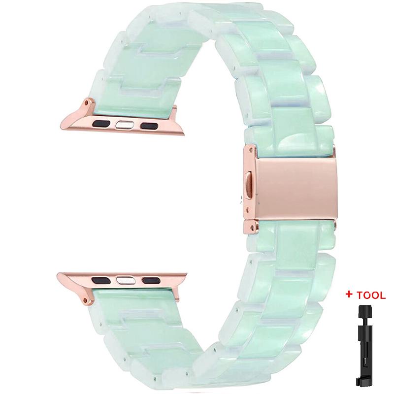 Resin Strap for Apple Watch Band 44mm 40mm 45mm 41mm 38mm 42mm Bracelet Correa iWatch Series 3 4 5 6 Se 7 Replacement Watchband