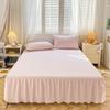 New Solid Color Sanding Bed Skirt Pillowcase Three Piece Set of Seasonal Universal Bed Covers Anti Slip Dustproof Sheets Bedding