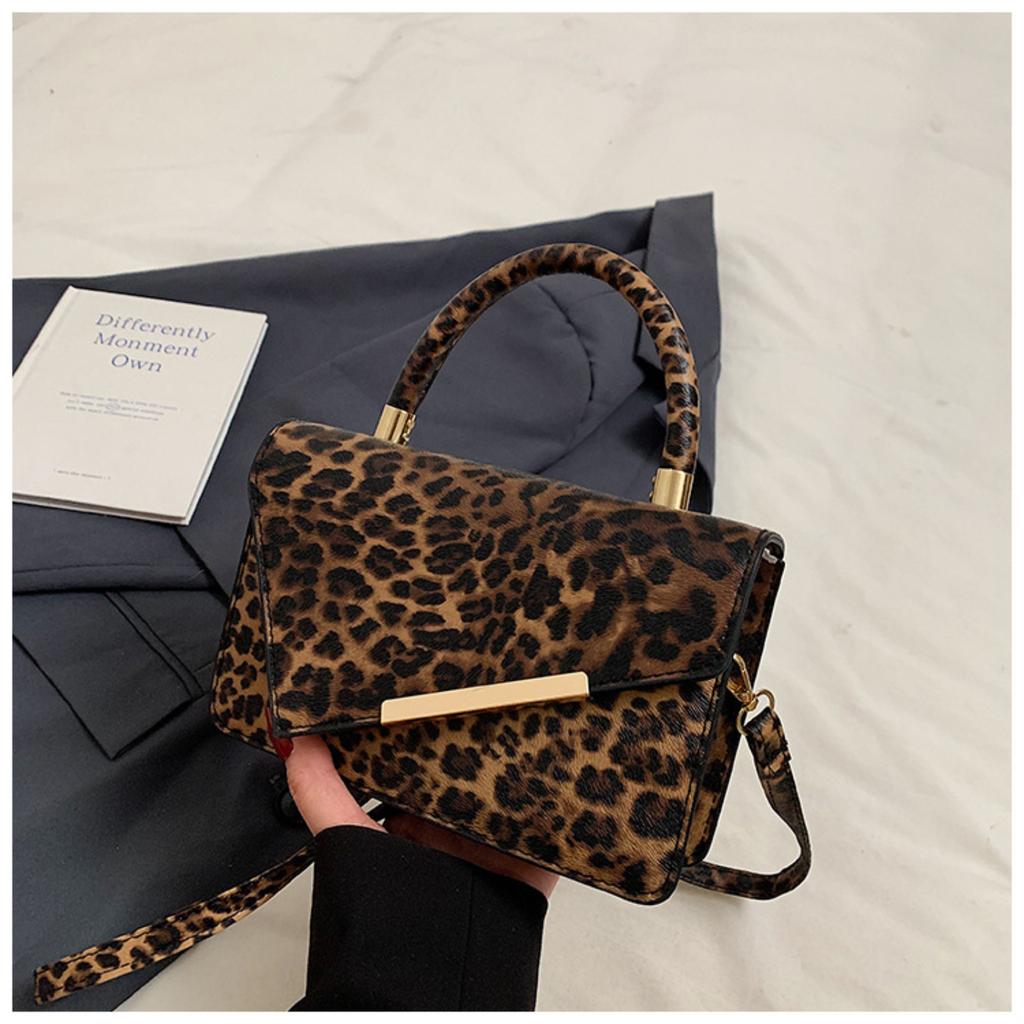 Módní malá čtvercová taška s leopardím potiskem, řetízková, všestranná taška přes rameno/crossbody
