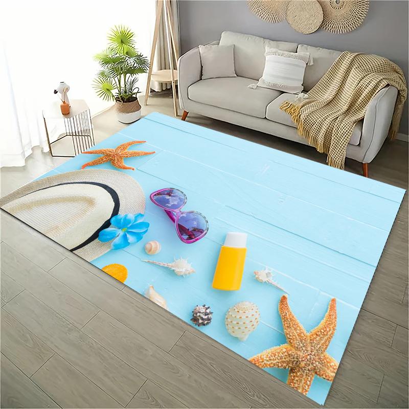 Ocean and Beach 3D Printing Large Area Carpets for Home Living Room  Kids Bedroom Sofa Doormat Kitchen Floor Rugs Anti-slipDecor