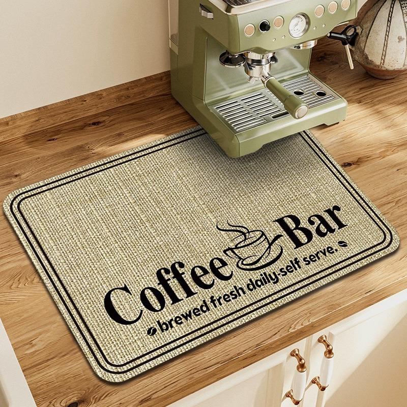 

Vintage Coffee Machine Mat Kitchen Anti Slip Quick Drying Drain Mat Easy To Maintain Microwave Dust Cover Mat 60*60cm [new diatom mud]