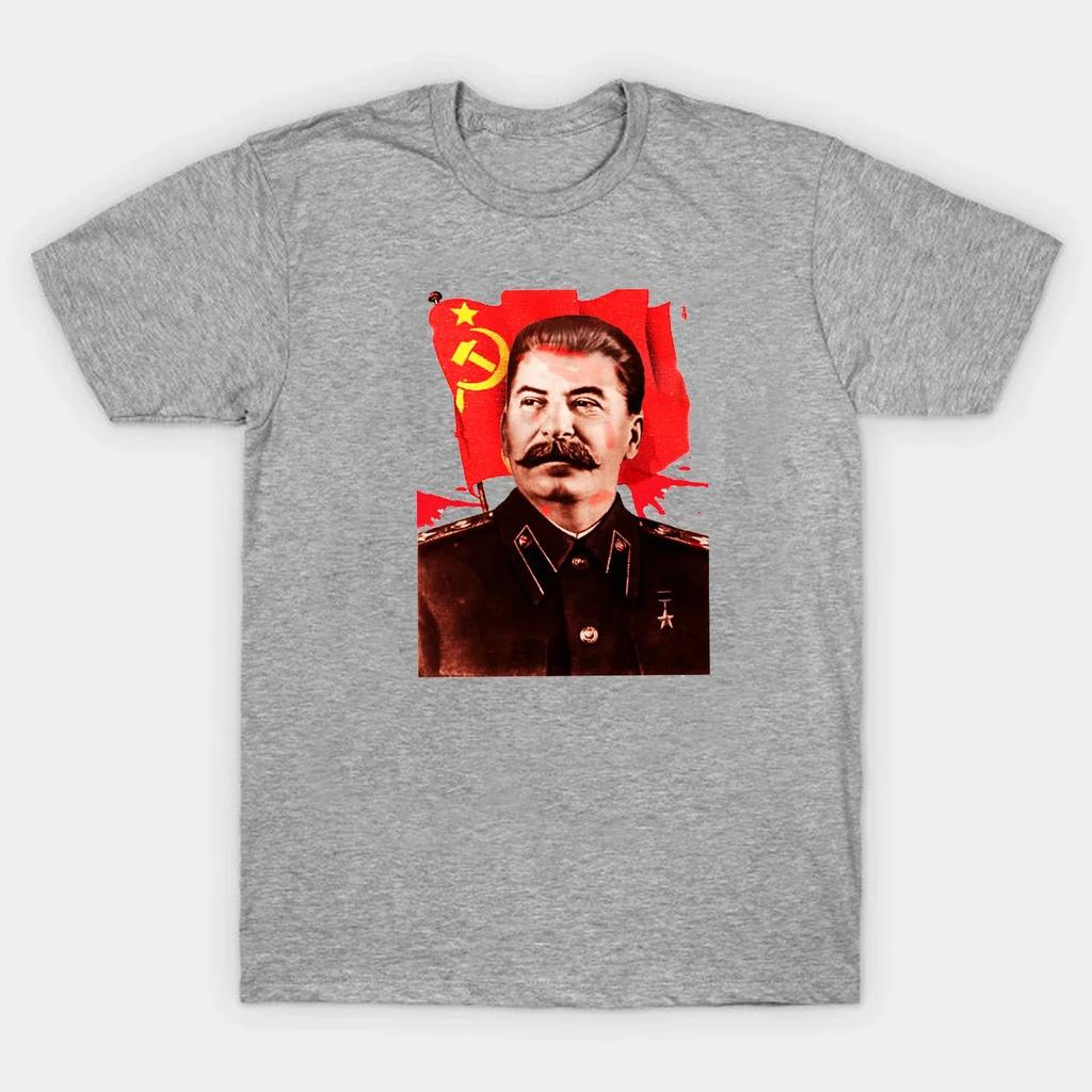 Hot Sale Joseph Stalin Communist Propaganda Poster TShirt 100 Cotton ONeck Summer Short Sleeve Casual Mens Tshirt Size S3XL