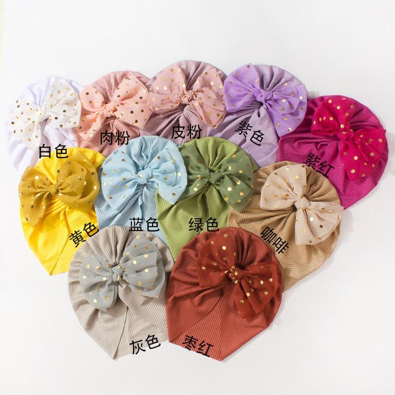 Seasonal new threaded baby headgear, children's bow pullover hat, headhat, baby Indian hat