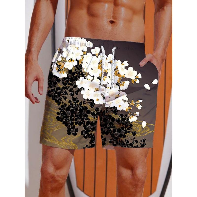 Sommer 3D-Druck Ukiyo-E Fierce Dragon Druckshorts Herren Boardshorts Badehose Kordelzug Atmungsaktiv Kurz