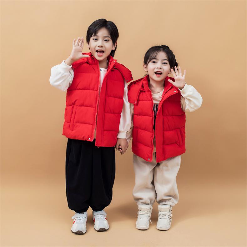 Dětská prošívaná vesta s kapucí na podzim a zimu - Silná teplá vesta pro chlapce a dívky, ideální pro školní uniformy