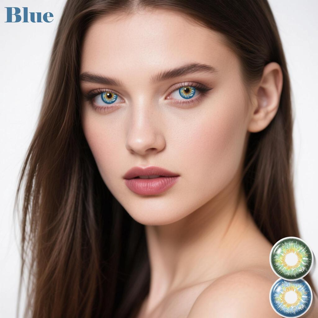 Color Lenses 2 Pairs 14.2 Mm Natural Color Lenses for Vision Eye Lens, Blue Eyes, Green Eyes