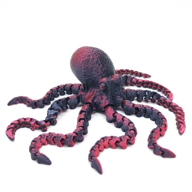 Lebendige Farbe Tiefsee-Oktopus 3D-gedruckte Figur Bewegliche Gelenke Simulationsaugen Vielseitige Schreibtischdekoration