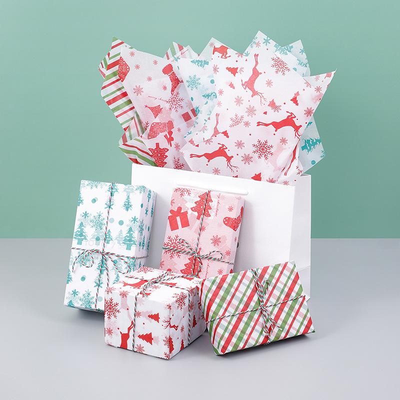 Christmas Stocking Paper Premium Christmas Tissue Paper Snowflake Pattern Paper Festive Elk Print Tissue For Gift Wrapping Diy