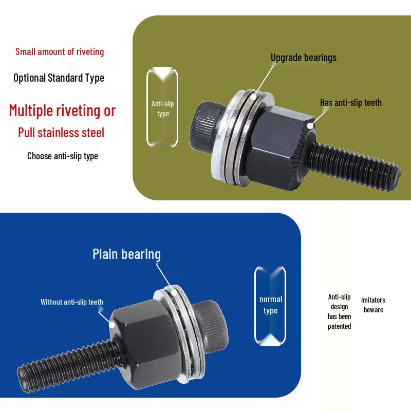 Multi-Purpose Electric Rivet Tool with Manual Wrench and Nut Head Attachment