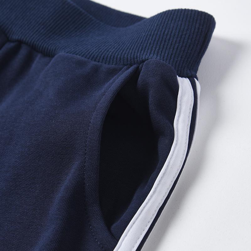 Dunkelblaue Kinder-Sporthose mit Streifen für Jungen - Grundschuluniform, Frühling/Herbst.